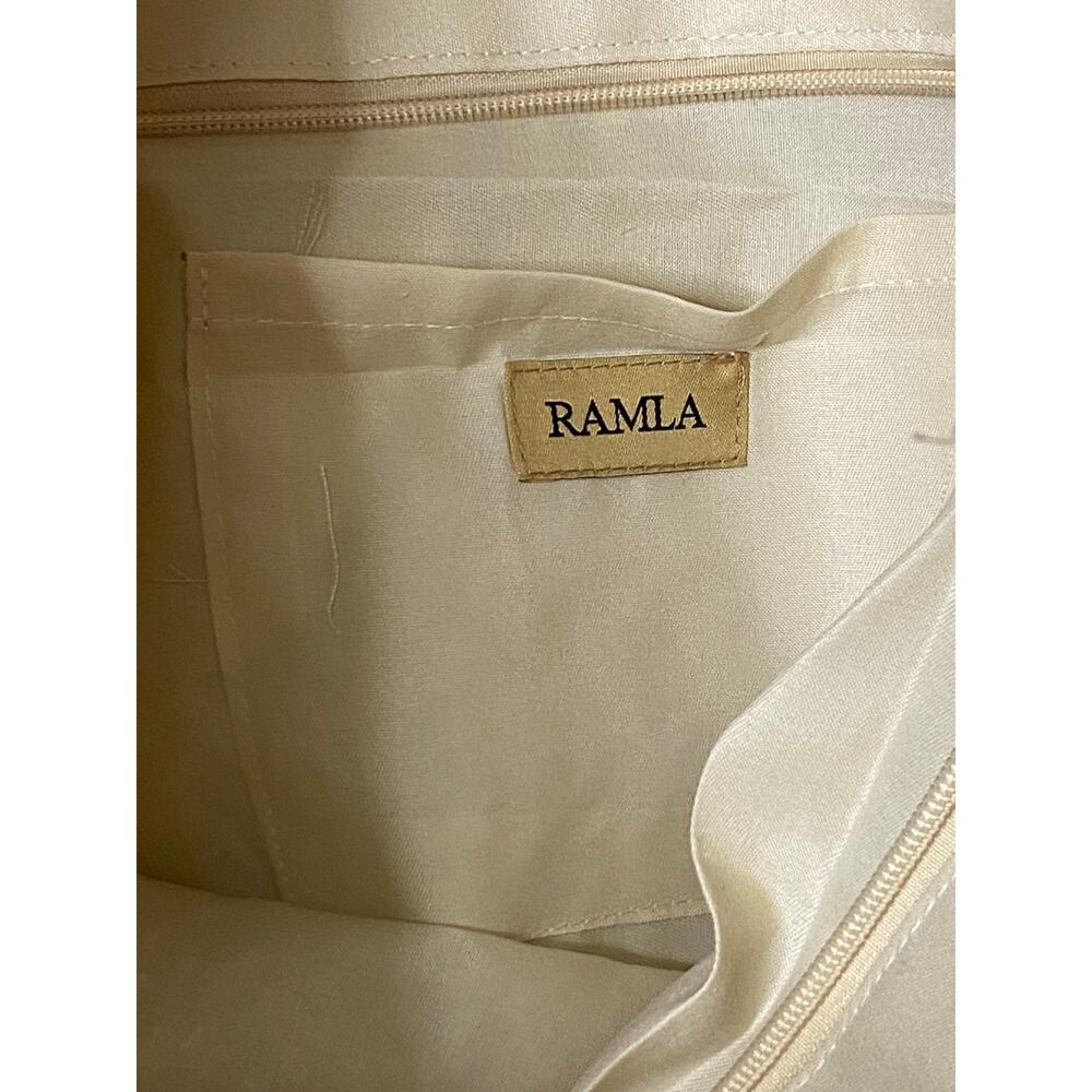 Ramla Woven Raffia Creasant Top Handle Bag Purse Tan Straw Boho Beach Vacation - Picture 4 of 6